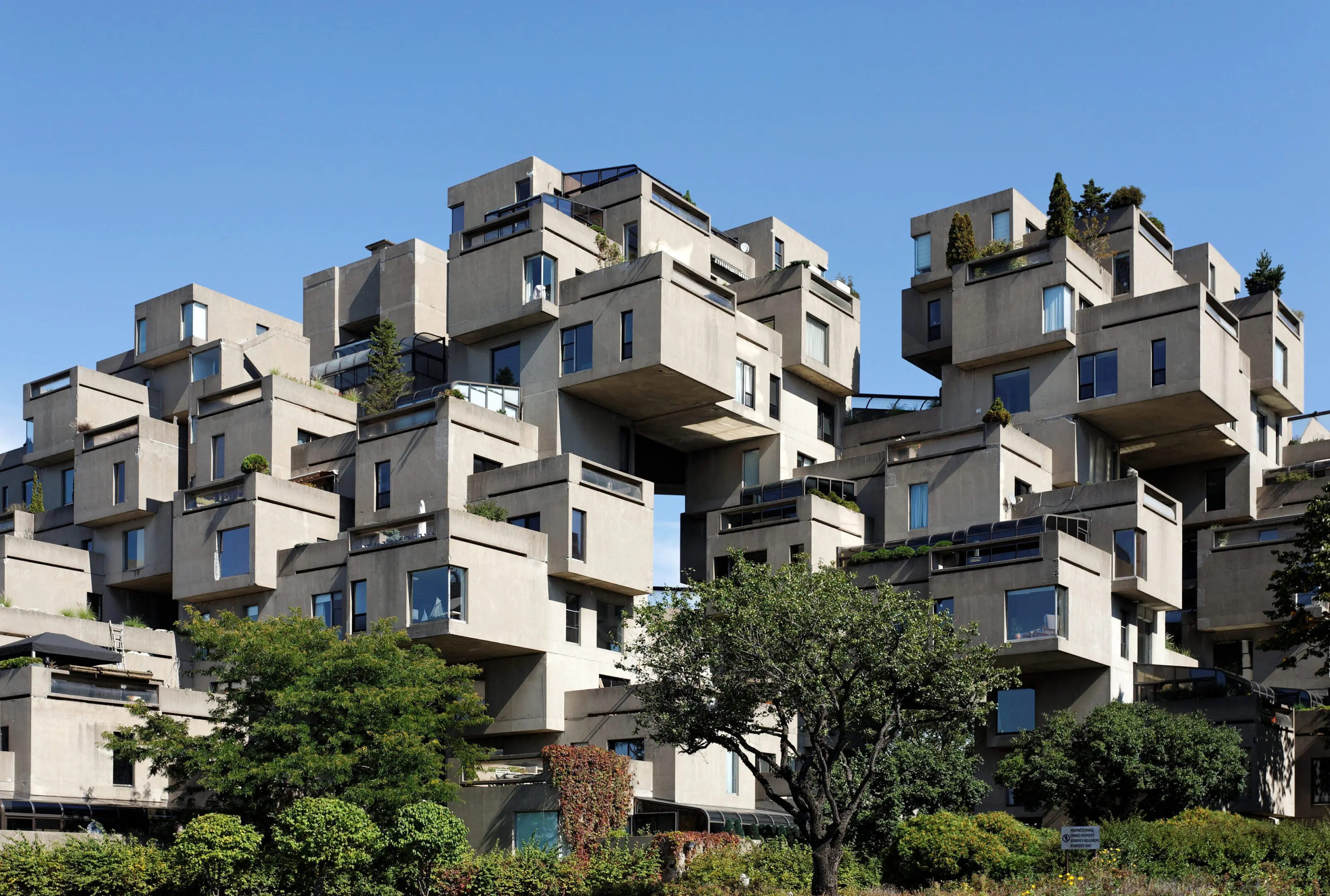 Montreal, Quebec, CA - September 26, 2011: A view of Habitat 67, the landmark housing complex originally built for the 1967 World's Fair, also known as Expo 67.